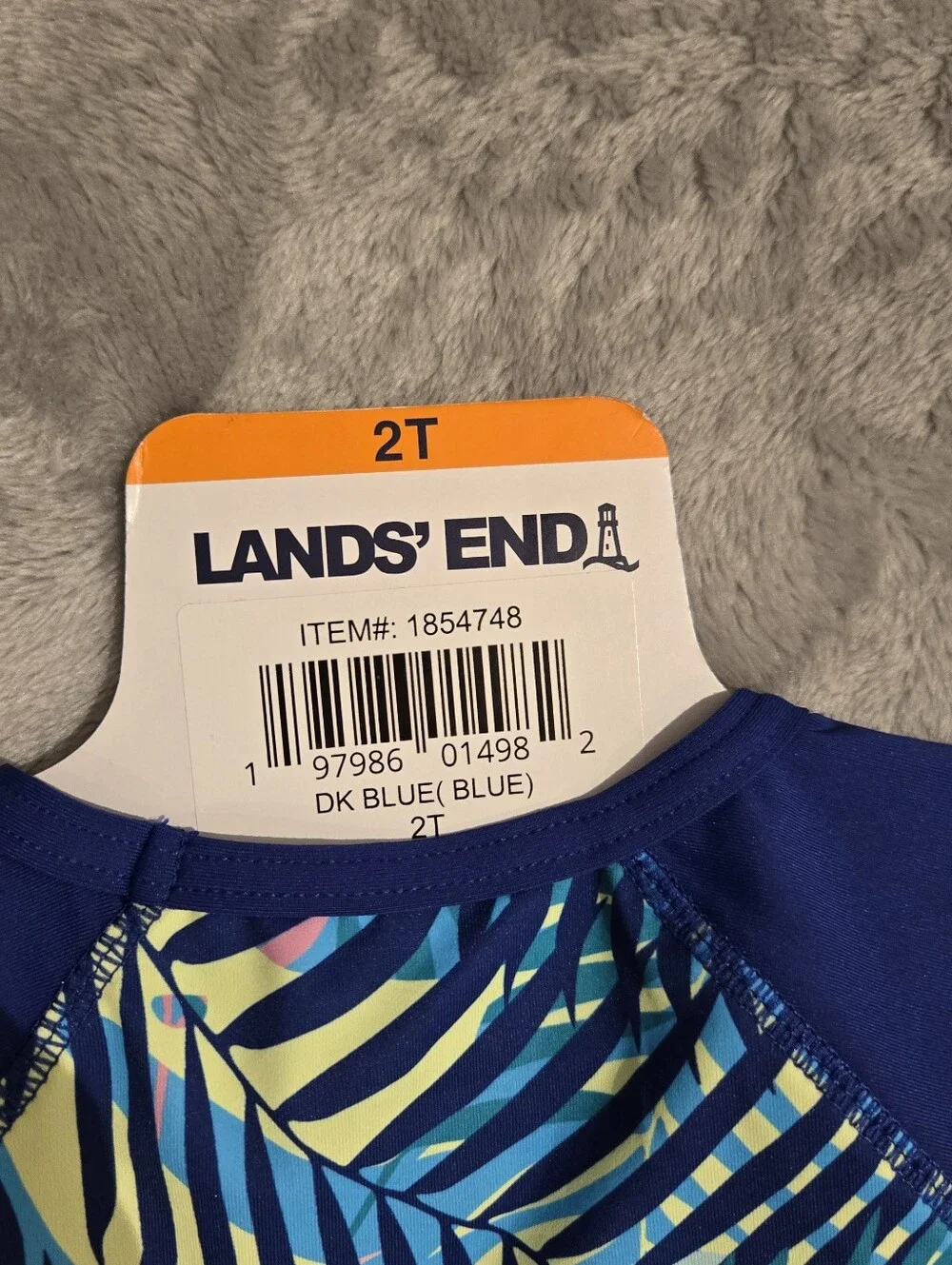 Lands' End Girls' Palm Design Long Sleeve 3 Piece Set- Blue/Multi Color size 2T